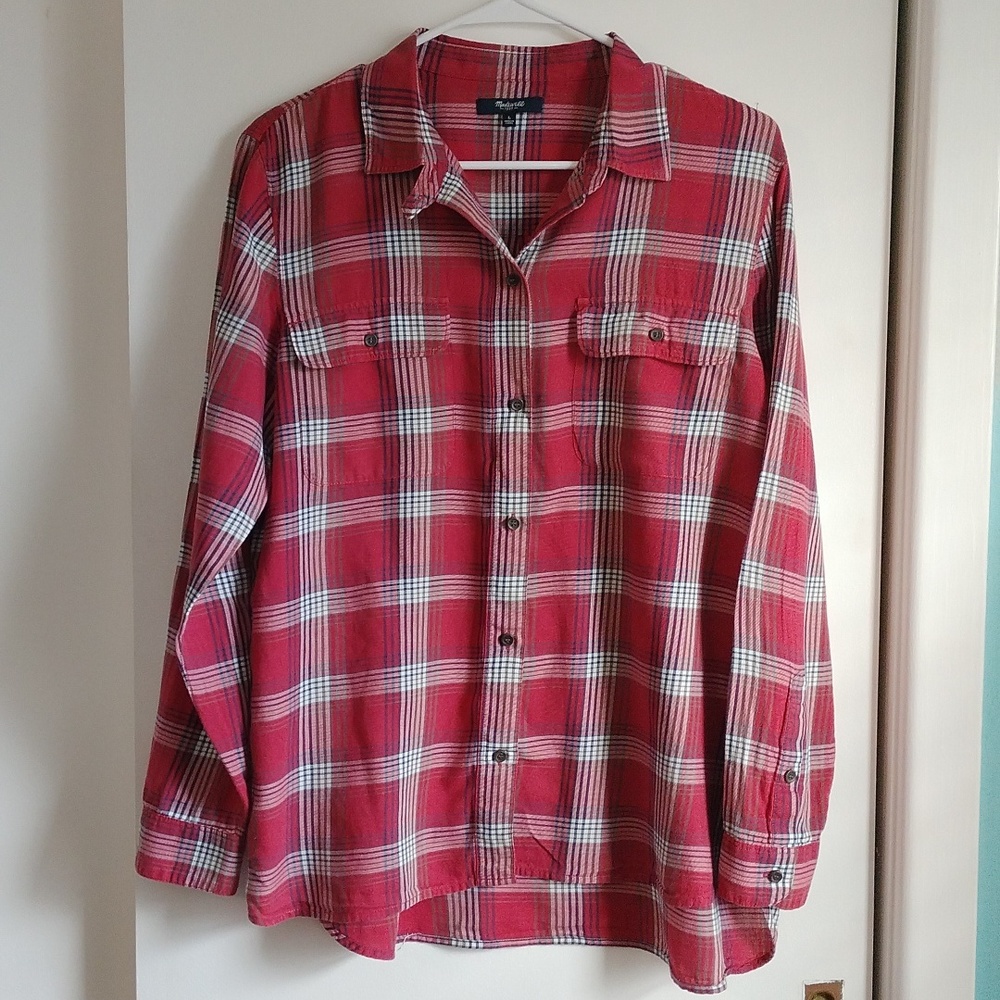 Madewell red plaid shirt size L